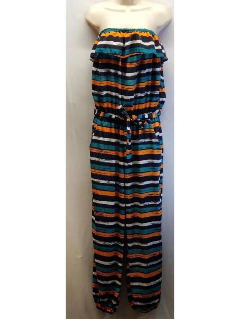Julies Closet Womens Strapless One Piece Long Pants JumpSuit W/Belt Size Large